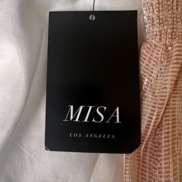 MISA Los Angeles Zoza Jumpsuit Blush Stripe Metallic Gold Pink Size XS NWT - Picture 6 of 11